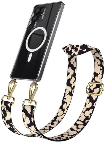 EAZY CASE Handykette - Verstellbares Taschenband kompatibel mit Galaxy S25 Ultra, Schulterriemen, Handykordel mit Silikon Hülle, Qi Charging kompatibel, Umhängetasche, Taupe Camouflage Gold