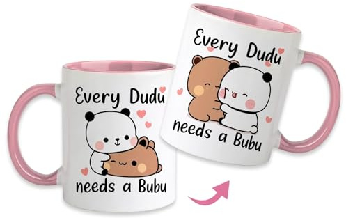 Onperpoe Bubu Dudu-Tasse, Valentinstagsgeschenke für Sie und Ihn, Kawaii Bubu und Dudu, Geschenke für Freund, Freundin, doppelseitig bedruckte Tasse für Valentinstag, Ehemann, Ehefrau, Paar, Jahrestag