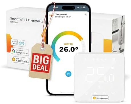Refoss Smart Thermostat for Combi Boiler/Water Underfloor Heating, Glass Touch Panel, Schedule and Multi-room Function, Hubless, Compatible with Apple HomeKit, Alexa, Google Home