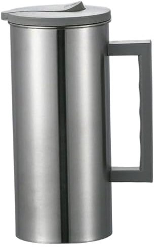 Jarra de metal, jarra de acero inoxidable con tapa, metal de 1800 ml, de acero inoxidable de gran apertura con asa, de agua antideslizante para café, té, jugo