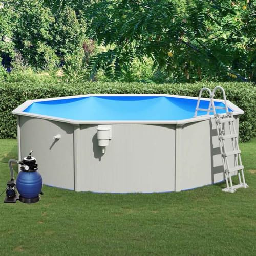 Piscine hors-sol 460 x 120 cm avec pompe filtrante à sable 11000 l/h et échelle de sécurité, piscine à paroi en acier avec film en PVC, piscine de jardin pour l'été, la natation, le bain, la détente