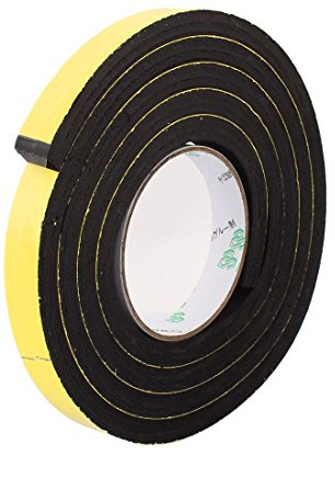 Sourcingmap Sealing Foam Tape 18mm Wide 10mm Thick 2m/6.56ft Long, Self Adhesive Shockproof Sponge Weather Strip for Window Door Insulation, Yellow Black