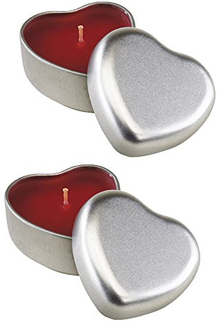 noTrash2003 Kerzen-Set Herz Kerze in Metall-Dose Geschenkidee Valentinstag Vanille-Duft (2er Set)