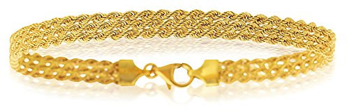 Avenuedubijou Bracciale corda 3 file oro 750/1000, Taglia unica, Oro 750/1000 (18K Gold)