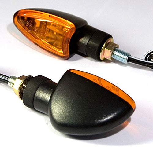 Mini Blinker ARROW schwarz kurz gelbes Glas M8 E-gepr. für Motorrad Bike