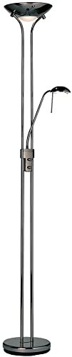 National Lighting Mother and Child Uplighter Floor Lamp with Reading Light - Black Chrome Finish Floor Lamps for Living Room R7s/G9 Bulbs (Not Included)