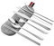 8er Campingbesteck Set aus Edelstahl, Reisebesteck Set tragbar wiederverwendbar, Camping Besteck inkl. Messer, Gabel, Löffel, Essstäbchen, Reinigungsbürste, Metallstrohhalme, Tragbare Tasche, Silber