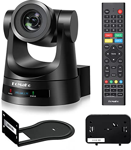 FoMaKo PTZ Camera HDMI AI Auto Tracking 20x Optical Zoom, True to Life Colors, PoE HDMI PTZ Camera for Church Services Worship Education vMix OBS (FMK20SDI Pro Black)