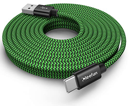CLEEFUN 5m/16ft Durable Extra Long USB C Cable, USB A to Type C Fast Charging Nylon Charger Lead for Galaxy S25 S24 S23 S22 S21 S20 S10 S9 S8 S21,PS5, Pixel, Switch,Laptops, Tablets