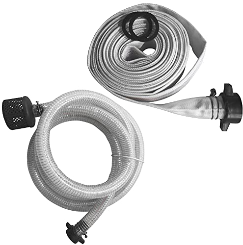 Güde 94506 Schlauch-Set für GMP 15.22 (1,5 Anschlussgewinde, Set bestehend aus: 4 m Ansaugschlauch und 10 m Abgangschlauch) Weiß