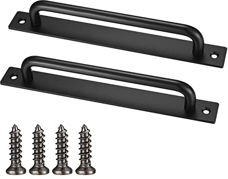 2 Pcs Black Sliding Door Handles - Aluminium Alloy, Kitchen Closet & Shed Door Handles with Screws