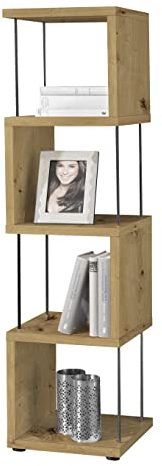 möbelando Standregal Raumteiler Beistellregal Regal Holzregal Bücherregal Drum II Asteiche