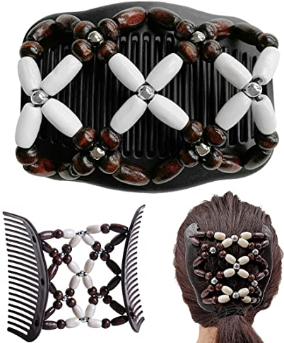LIUJZZJ Haarkamm Elastisch Perlen Haarspange Dehnbar Perlen Haarkämme Magie Elastische Haarspangen Dehnbar Kamm Doppel Clips für Mädchen Haarschmuck