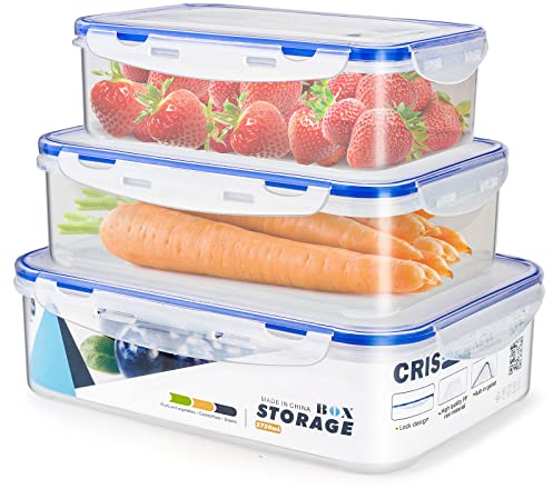 Frischhaltedosen mit Deckel Kunststoff, (2.75L+1.8L+1.1L) Luftdicht und Auslaufsicher Vorratsdosen Set BPA Frei, Food Container Bentobox Geeignet für Mikrowelle, Gefrierschrank und Spülmaschine
