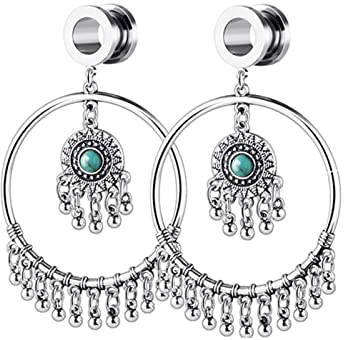 Beydodo Ohr Tunnel 20MM, Ohr Plug Edelstahl mit Anhänger Traumfänger Piercing Tunnel Ohrringe 2PCS