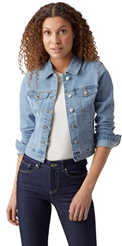 VERO MODA Vmluna Ls Slim DNM Mix GA Noos Jacket Veste, Bleu Jeans Clair, XL Femme