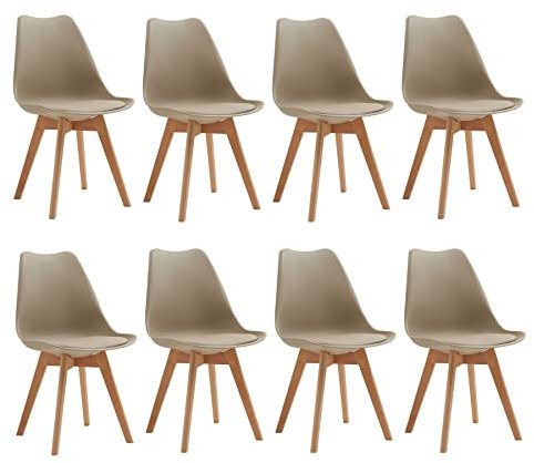 EGOONM Sillas Comedor Pack 8, Nordicas Sillas para Cocina, Oficina, Bar, Sala de Estar-Silla de Cena (Marrón)