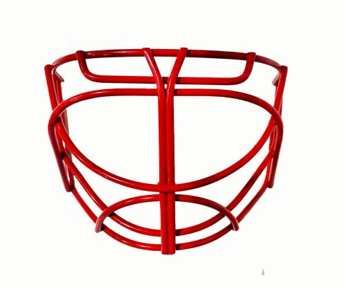 Mix Sports MX10 Pro Cat Eye Hockey Goalie Cage (Non-Certified) for Ice, Inline, Roller, Street & DEK Hockey - Red