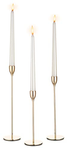 Inweder Metal Candle Holder, 3pc Rose Gold, CANDLE_HOLDER for Table Centerpiece, Home Decor, Wedding Christmas Mantel