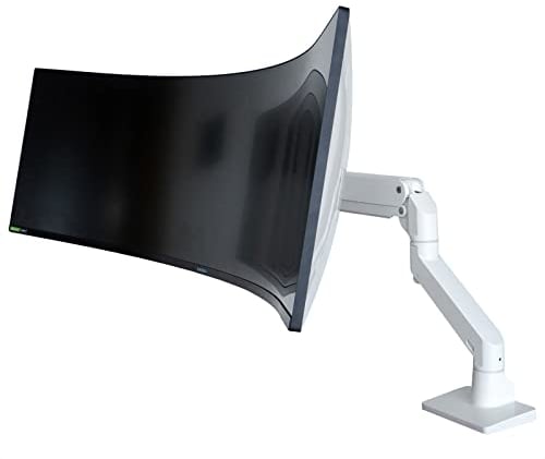 BEWISER Brazo de Monitor Resistente Ultra Ancho para Pantallas de 34 a 49 Pulgadas y Nuevas de 57 Pulgadas, Capacidad de Peso de hasta 44 Libras, Brazo Giratorio Ajustable de Altura de Movimiento