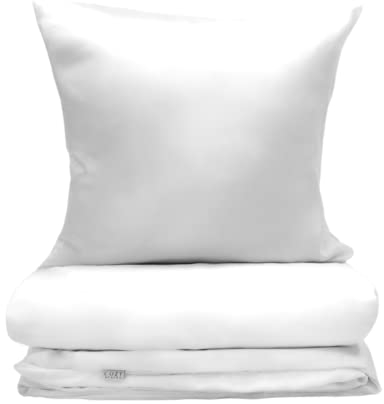 COZY HEAVEN | Luxus Lyocell Bettwäsche (Tencel™) | Gewonnen aus Eukalyptus u.a. | Ultra weich & hochwertig | Hypoallergen | Atmungsaktiv gegen Schweiß | Nachhaltig (Shiny White, 135x200 + 80x80)