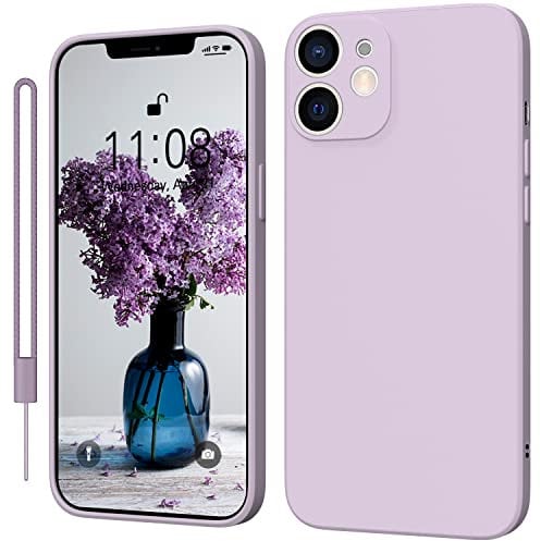 KPPIT Silicone Case Compatible with iPhone 12 6.1 inch protective case, Ultra Slim Soft Gel Anti-Scratch,Microfiber Lining,Rubber Shockproof Case Cover for iPhone 12 Grass Purple