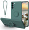 Galful kompatibel mit Samsung Galaxy S22 Silikon Hülle, Ultra Dünn Hanyhülle mit Band Weich Schutzhülle Stoßfest Ring Case 360 Halter Ständer Magnetische Autohalterung innem Microfaser 6.1” Army Green