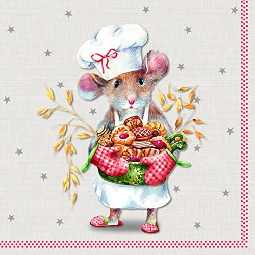 IHR Ideal Home Range - Papierservietten ANNA BAKED cream red 20 St. Lunch-Servietten 33 cm x 33 cm