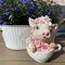 OF Süsse Gartenfiguren für außen - Hase, Schwein, Schaf, Lamm mit Blumenwiese - Garten Deko Tiere Figuren - 15 cm groß (Schwein)
