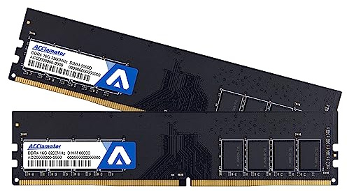 Acclamator 32GB DDR4 Ram 3200MHz (16GB2，PC4-25600) 1.2V Desktop (DIMM) Computer Memory CL22 (Compatible with 3200MHz, 2666MHz or 2400MHz)