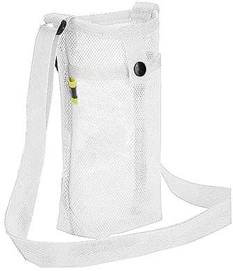 FUZVOL Water Bottle Carrier Water Bottle Holder with Adjustable Shoulder Hand Strap Portable Durable Water Bottle Bag for Adults Kids Walking Hiking Camping Travelling Exercise White