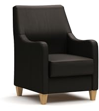 CAVADORE Leder-Sessel Palera / Landhaus-Sessel mit Federkern + massiven Holzfüßen / 70 x 93 x 75 / Leder Dunkelbraun