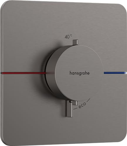 hansgrohe ShowerSelect Comfort Q - Thermostat Unterputz, Armatur mit Sicherheitssperre (SafetyStop) bei 40° C, Thermostat, Mischbatterie für 3 Verbraucher, Brushed Black Chrome