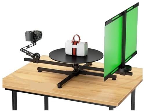 GERAZAHO Plato Giratorio para fotografía,Equipo de vídeo Profesional para fotomatón 360,diseño Plegable Ajustable,para fotografía de Productos, fotografía y vídeo