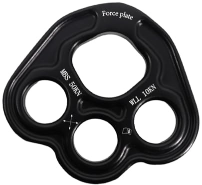 Folpus Paw Rigging Plate Climbing Gear Durable Rope Bridge Attachment Lightweight Rock Climbing Multi Anchor Force Divider Plate, Black