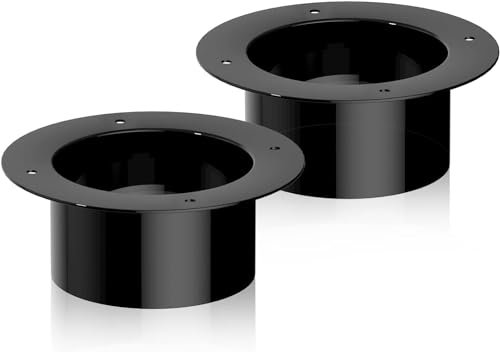 Hon&Guan Ducting Flange 2PCS 100mm/4Inch Duct Connector Round Flange ABS Plastic Ventilation Wall Flange for Dryer, Extractor Pipe, Bathroom Fan Duct