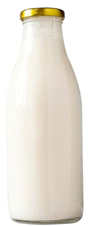 Pack of 6 x 1 Litre Glass Milk Bottles with lids, ideal for Juice & Raw Milk (6 x Gold Lid)