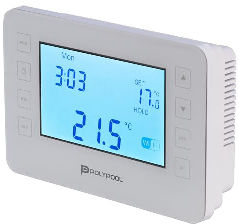 Poly Pool PP1471 Cronotermostato Digitale Smart Wi-Fi Programmabile Display LCD con 6 Programmazioni Comando a Distanza Compatibile con Alexa, Google Home Tramite App Smart Life