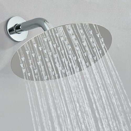 Voltix Soffione Doccia a Pioggia in Acciaio Inox 20 X 20 CM Docce Fisso Rotondo, Cromo, Acciaio, argento (20CM)