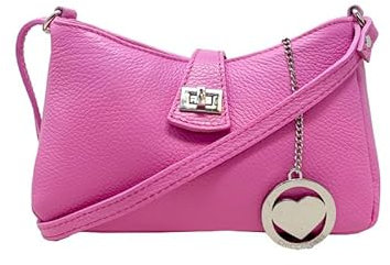 Chicca Borse Borsetta Tracollina da donna in pelle, borsa a tracolla clutch (Rosa B.)