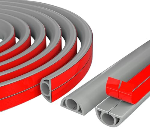 1M Cable Trunking, Half Round Cable Cover, Self-Adhesive Wire Cover, Self-Adhesive Cable Tidy, Decorative Wire Hider, 1-Meter Cable Organizer, for Cable Management Wires on Wall Floor (grey)