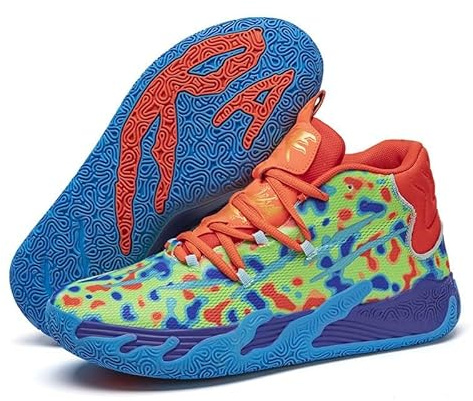 LJFIWY Herren High-Top-Basketballschuhe, Gummisohle, rutschfeste Sportschuhe, Outdoor-Training, Basketballstiefel, Geschenk (Orange, 37 EU)
