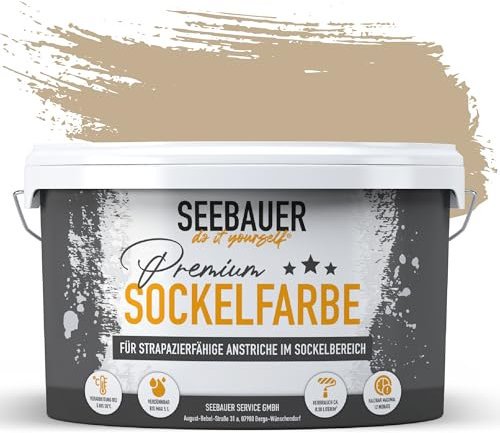 SEEBAUER diy Sockelfarbe Braun 10L für Außen (No. 652 Walnut Tree) Rissfüllende Spezialfarbe für Fassade, Sockel und Dach - Geeignet für Putz, Mauerwerk und Beton