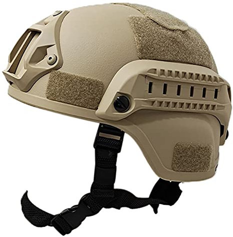 Casque Tactique Style Militaire Casque de Extérieur avec Vision Nocturne Sport Camera Mount pour CQB Tir Airsoft Paintball 22.05-23.62 Pouces,Sable