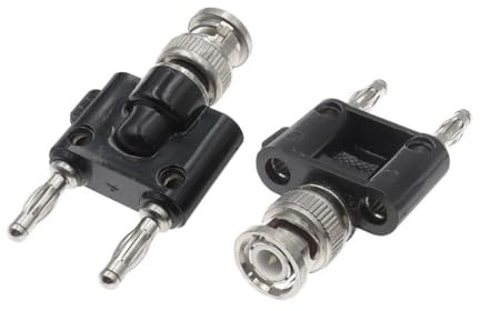 Aofan BNC Male to Dual 4mm Banana Male Plug Jack Adapter (2 Pack) - Audio Video CCTV Test Equipment Connector for Coaxial Cable & Amplifier Systems