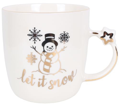sarcia.eu Tasse en porcelaine blanche avec motif de Noël 360 ml (Bonhomme de neige)