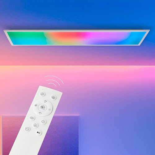 Lightbox Basic LED Aufbaupaneel | 120 x 30 cm | dimmbar per Fernbedienung | Wand- & Deckenpanel mit digitales LED Frontlight-IC RGB & CCT (3000-6500 K) | 3700 lm | aus Aluminium/Kunststoff | in Weiß