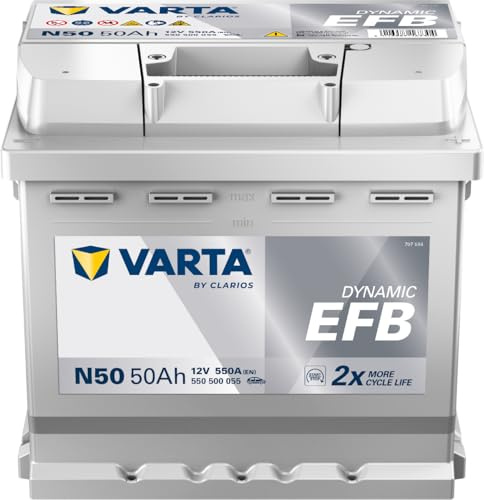 VARTA Automotive DYNAMIC EFB (N50) 12V 50Ah 550A - Batteria auto al piombo-acido per sistemi start-stop - Batteria di avviamento per macchine con elevato fabbisogno energetico - senza manutenzione