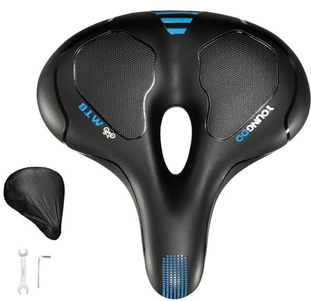 YOUNGDO Fahrradsattel, Gel Fahrradsitz, weicher, komfortabel atmungsaktiv stoßdämpfend, Ergonomisch Fahrrad Sattel mit wasserdichte Abdeckung