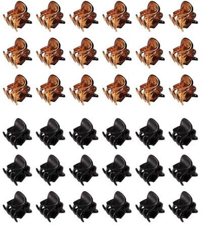 36 Piezas Mini Clips para el Cabello, Pinzas de Pelo Mini, Plastico Pinzas, Mini Pinzas Pelo Horquilla Antideslizante, para el Pelo Antideslizante Hair Clip Adecuado Mujeres y Niñas, Negro y Marrón